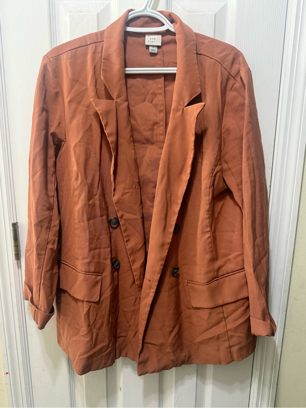a new day Rust-Colored Double-Breasted Blazer Jacket